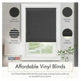 thumbnail image 3 of 1" Slats Cordless Window Blinds, 64L x 28W Inches Solid Pattern Light Filtering Vinyl Indoor-Outside Ceiling Mount Mini Blind, Manual Cordless Rollup Window Privacy Blinds, Black, 3 of 9