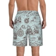 thumbnail image 3 of Bixox Men's Pirate Adventure Map printing Casual Classic Fit Short Summer Beach Shorts, 3 of 6