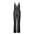 thumbnail image 2 of Plus Size One Piece Sexy Sequin V-Neck Sleeveless Linen Rompers,Women's Fashion Sequins Slim Fitting Suspender Playsuit Jumpsuit, 2 of 8