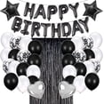 thumbnail image 1 of Decoraciones para fiesta de cumpleaños con pancartas de globos de feliz cumpleaños y globos de confeti negros, 1 of 3