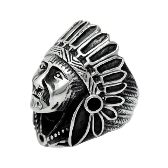 Men Stainless Steel Rings Indian Chief Head Biker Ring Size 7 8 9 10 11 12 13