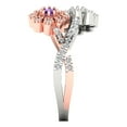 thumbnail image 3 of Halo Engagement Ring for Women - 0.48ct Natural Amethyst in 18K White/Rose Gold Promise Ring, 3 of 6