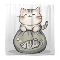 thumbnail image 2 of Yayeee Shower Curtain with Hooks 72"x72" Waterproof Fabric Bathroom Hanging Decor, Green Cute Cat, 2 of 5