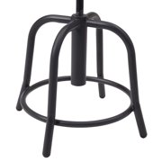 19 - 25 Height Adjustable Swivel Stool, Wooden Seat and Black Frame