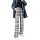 thumbnail image 2 of Pantalones casuales rectos a cuadros con pantalones anchos a cuadros de cintura alta, 2 of 5