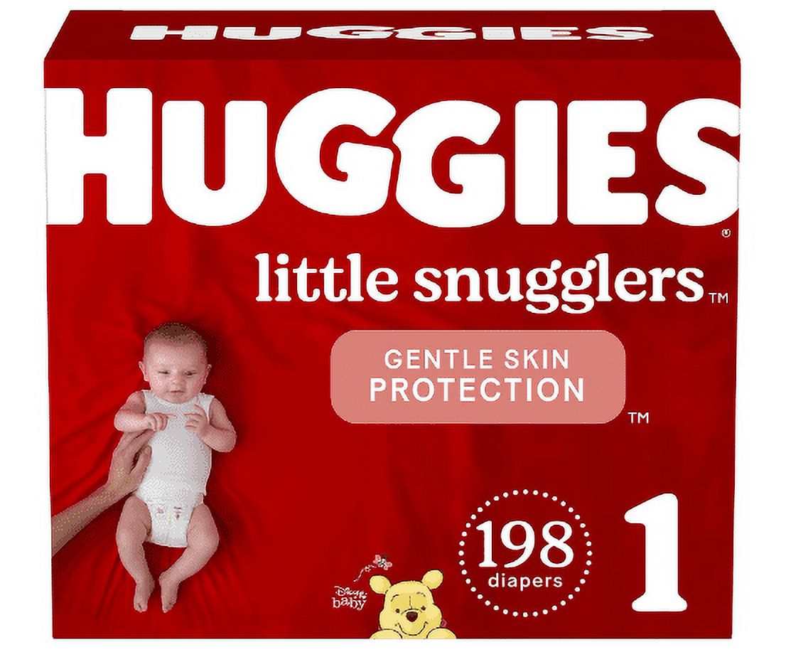 Baby Diapers Size 1, 198 Ct, Huggies Little Snugglers Newborn Diapers