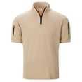 thumbnail image 1 of WEAIXIMIUNG T-Shirt Patchwork Décontracté pour Hommes, Col Montant, Manches Courtes, Couleur Unie, 1 of 8