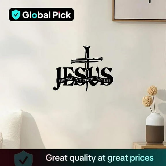 Jesus Cross Wall Art, Vintage Style Decorative Sculpture, Religious Theme Hanging Decoration for Home Living Room Bedroom, Ornaments