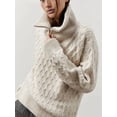 thumbnail image 4 of Women'S Sweaters Fall Winter Quarter Zip Casual Diamond Knit Pullover Apricot S, 4 of 9