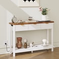 thumbnail image 3 of Pusnapku 47" Console Table, Fluted Wood Foyer Table with Charging Station, Narrow Couch Desk with Storage Shelf and 3 Drawers for Living Room, Hallway, 3 of 9