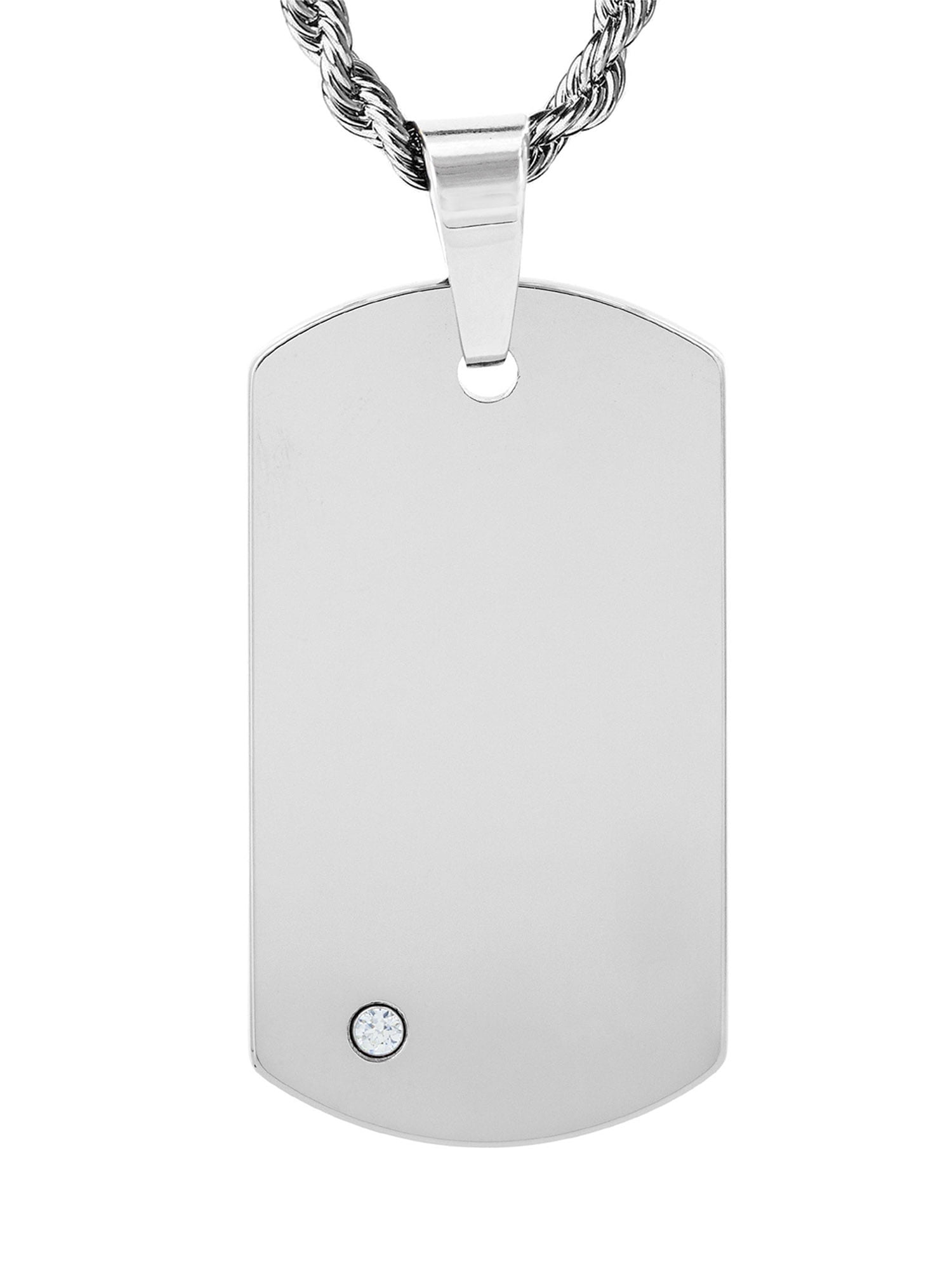 Crucible Tungsten Carbide Cubic Zirconia Dog Tag Pendant Walmart