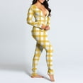 thumbnail image 5 of Midsumdr Womens Pajamas Fall Casual Onesie Pajamas Plaid Printed Butt Buttoned Flap Adults Jumpsuit Soft Long Sleeve V Neck Rompe Sleepwear,S-3XL, 5 of 7