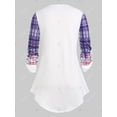 thumbnail image 3 of Talla grande enrolla hacia arriba la tapa irregular de la tela escocesa de la manga Rosegal Blusas Tallas Grandes, 3 of 5