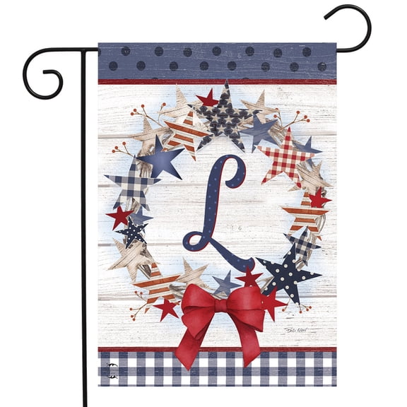 Briarwood Lane American Wreath Monogram L Garden Flag