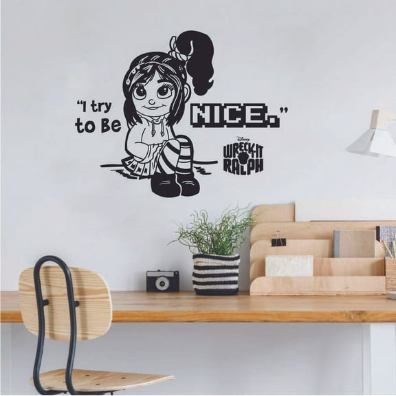 I Try To Be Nice - Vanellope Wreck It Ralph Disney Movie Quote Vinyl Wall Art Wall Sticker Wall Decal Decoration For Home Room Wall Boys Girls Room Playroom Wall Décor Décor Design Size (40x40 inch)