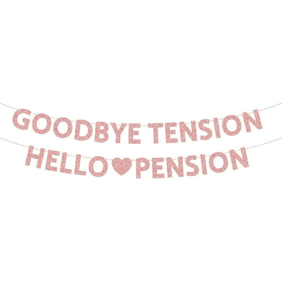 Retirement Decorations for Women, Rose Gold Glitter Goodbye Tension Hello Pension Banner, Happy Retirement, Officially Retired,The Queen Has Retired banner for Coworker, Office Party Supplies