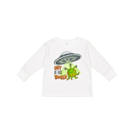 

Inktastic Out of This World- Cute Green Alien UFO Gift Toddler Boy or Toddler Girl Long Sleeve T-Shirt