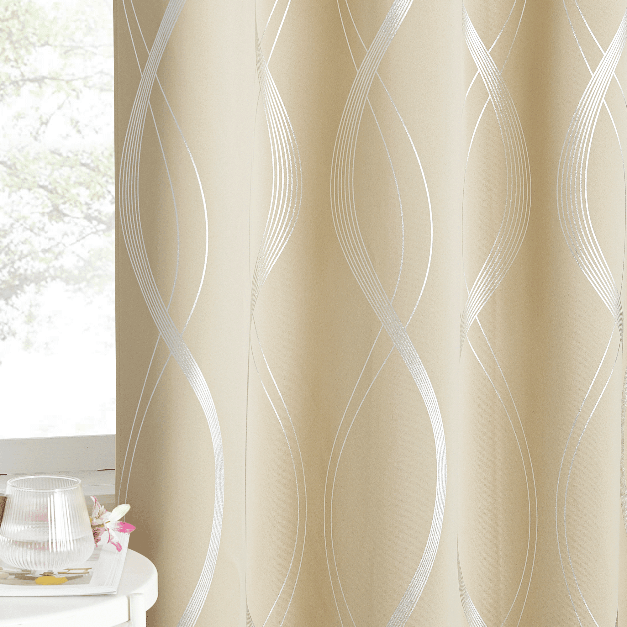 NICETOWN Thermal Blackout Curtains Privacy Shaded Darkening Grommet Window Curtains Draperies for Bedroom and Living Room, Biscotti Beige, 52 W x 54 L, 2 Panels