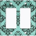 thumbnail image 6 of Metal Light Switch Plate Cover Elegant Teal Black Diamond Rose Damask DAM095, 6 of 13