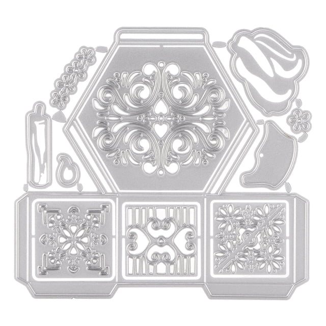 Troquel de corte DIY, caja hexagonal de Metal, placas de corte en relieve de acero al carbono para tallado de cajas de artesanía de papel