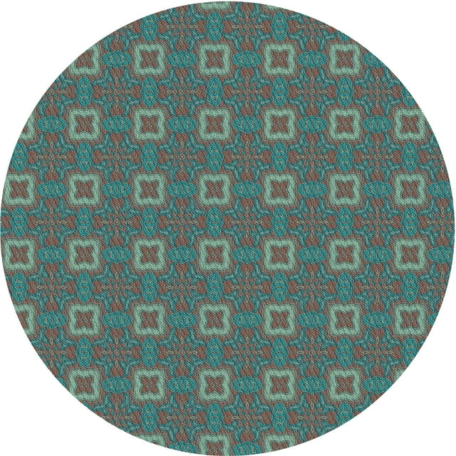 Ahgly Tapis Rond Lavable en Machine Intérieur Transitionnel Vert Écume de Mer, 7 Pieds Rond
