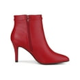 thumbnail image 3 of BLISSFUL STEP Women's Stiletto Heels Pointed Toe Side Zip Ankle Boots Red 9.5, 3 of 7