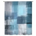 thumbnail image 2 of Teal Blue Sheer Curtains 45 Inches Long, Modern Oil Painting Abstract Ombre Geometric Light Filering Curtains, Breathable Simi Curtain Privacy Drapes for Kitchen Bathroom Small Window Treatment, 2 of 9