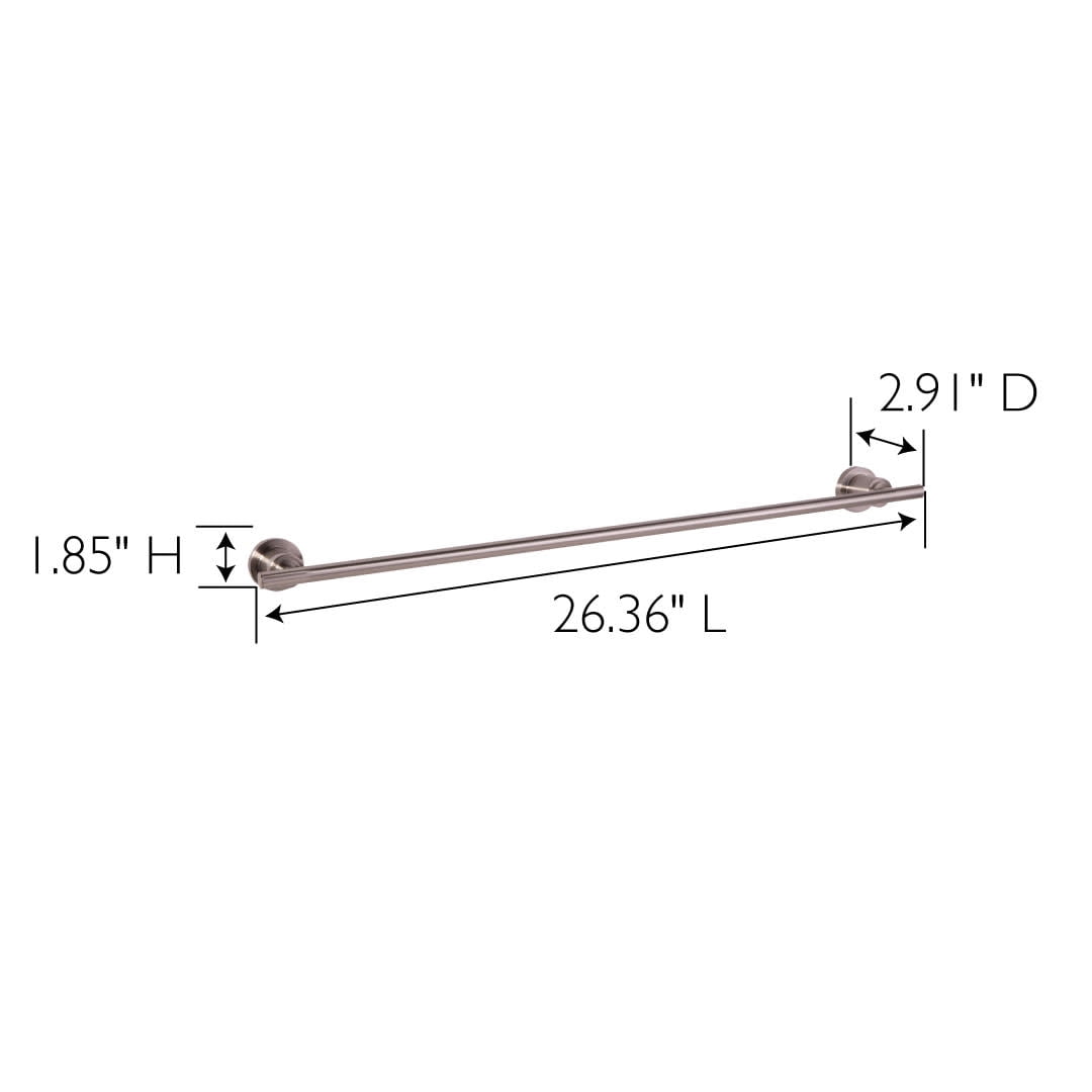 Design House Geneva Modern Bathroom 24" Towel Bar, Satin Nickel
