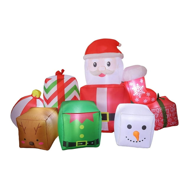 Papá Noel navideño,Cajas de regalo inflables de Papá Noel para decoración navideña,Luces LED incorporadas para jardín,césped navideño,Al aire