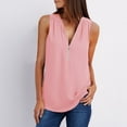 thumbnail image 7 of Womens Tops， LOVE DOCK 2022 Summer Chiffon Tank Tops Women Tunic Zipper V Neck Vest Tops Sexy Sleeveless Loose Vests Ladies Shirt Tops, 7 of 7