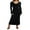 Black, variant on Women Knitting Dress, Long Sleeve V Neck Solid Color Street Club Party One-Piece Long Dress