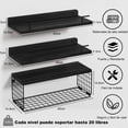 thumbnail image 2 of Juego de 3 Repisas Flotantes de Pared, Estantes Flotantes para Baño, Estantes Flotantes Montados Pared con de Papel Higiénico de Metal para Cocina, Dormitorio, Baño, Oficina (Blanco), 2 of 7