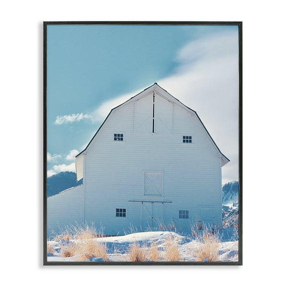 Stupell Industries Niveous Winter Barn Nautical & Beach Photography Black Framed Art Print Wall Art, 11 x 14