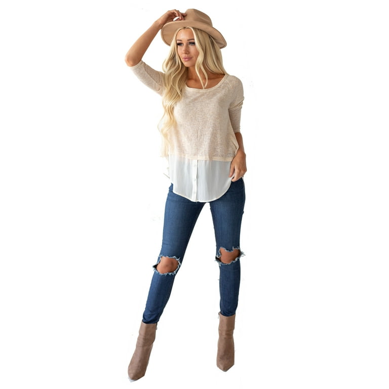 Blouse with sweater attached hotsell