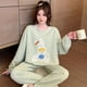 thumbnail image 3 of Pijama cálido de algodón para mujer, conjunto de ropa de estar por casa, Top y pantalones de forro polar suave, manga larga, talla grande, Otoño e Invierno, 3 of 5
