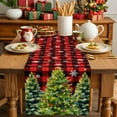 thumbnail image 2 of Christmas Tree Snowflakes Table Runner 13x108in Non-Slip Cotton Linen Table Runners, Classic Red Black Buffalo Plaid Dresser Scarves TableRunner for Dinner Kitchen Dining Wedding Party, 2 of 9