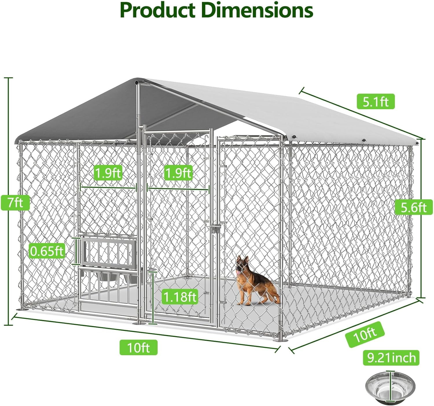 Yesurprise Outdoor Dog Kennel, Large Dog House with Roof Waterproof Cover for Small Medium Large Dog, Pet Playpen with Secure Lock