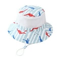 thumbnail image 4 of Gelikeya Toddler Baby Beach Hat Size 2T-4T Cute Cartoon Animal Print Bucket Hats Soft UPF 50+ Summer Sun Protection Vacation Sun Hat Z09-Light Blue, 4 of 5