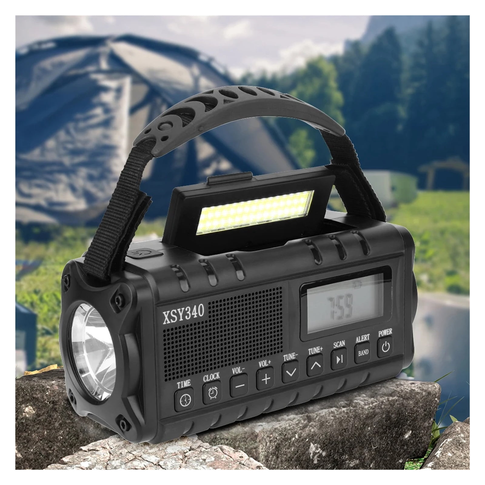 10000mAh Emergency Hand Crank Radio Multifunctional 4 Ways Powered Solar Crank Radio Flashlight Reading Lamp for Outdoor Camping