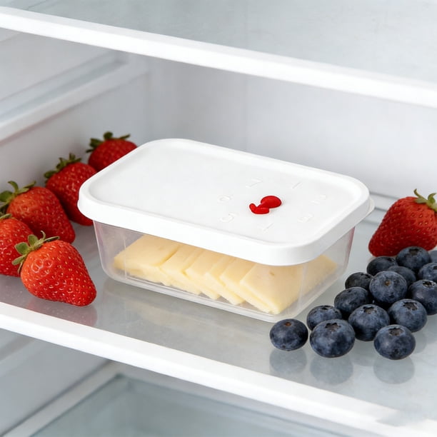 Caja de almacenamiento de alimentos | Recipientes de plástico transparentes | Microondas y frigorífico | Conservador apilable de verduras y frutas | Tamaños pequeños, medianos y grandes | Marcador