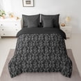 thumbnail image 2 of Feelyou Adult Boho Snake Comforter Set 7pcs, Black Grey Damask Flower Full Bedding Set, 2 of 8