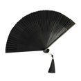thumbnail image 4 of de mano plegable chino, ventilador de mano Chinoiserie, novedad Oriental, ventilador portátil versátil de seda de bambú, ventilador plegable Negro, 4 of 9
