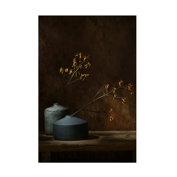 Canvas Wall Art - Saskia Dingemans 'Still Life With Oker Flowers' Wall Art for Living Room, Bedroom, or Office Décor by Trademark Fine Art - 12 x 19 Inches