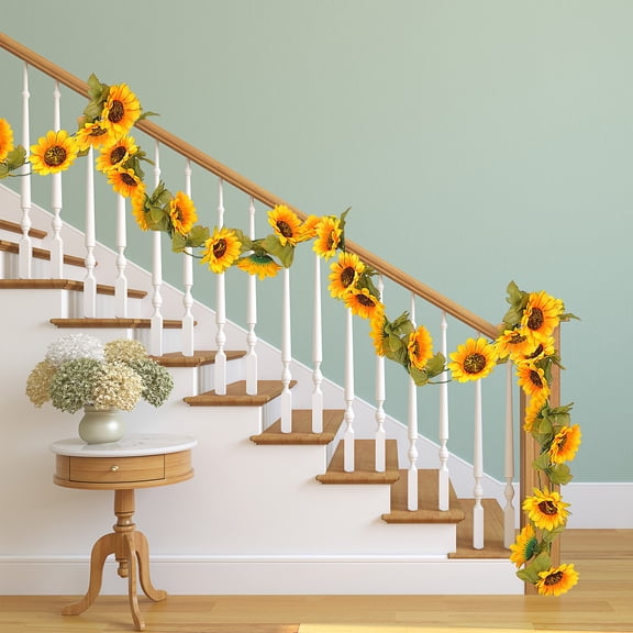 Euahivb Artificial Sunflower Hanging Garland Faux Trailing Flower Vine for Indoor Wall Home Living Room Decor Summer Spring Seasonal Wedding Holiday Party Supplies