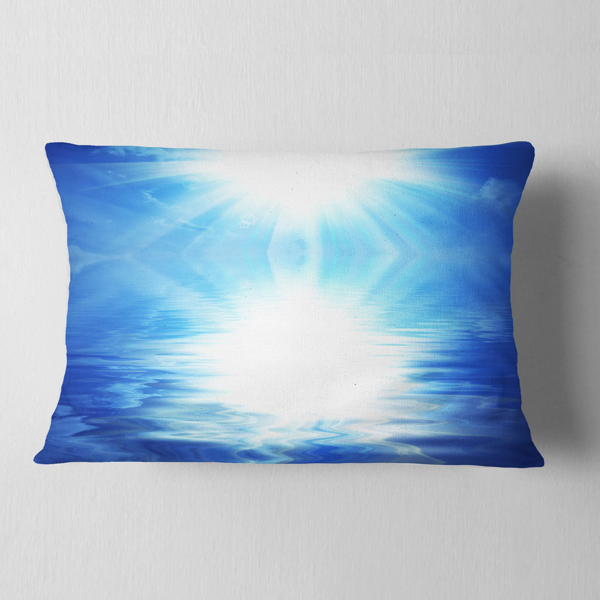 Designart Blue Sky Mirrored in Blue Sea - Seascape Throw Pillow - 12x20