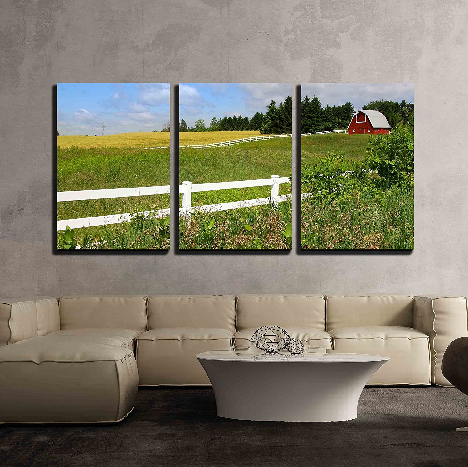 Wall26 3 Piece Canvas Wall Art Scenic Farm Landscape with Barn