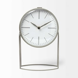 Gray Metal Circular Desk Table Clock Equipped With A Quartz Movement Gray Metal Circular Desk Table Clock Equipped With A Quartz Movement