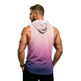 thumbnail image 7 of Gradient Muscle Shirt For Men, Sleeveless Pullover Hoodie Vest with Kangaroo Pocket - Quick Dry Bodybuilding Stringer for Summer Gym & Outdoor Training Purple XXXXXL, 7 of 7