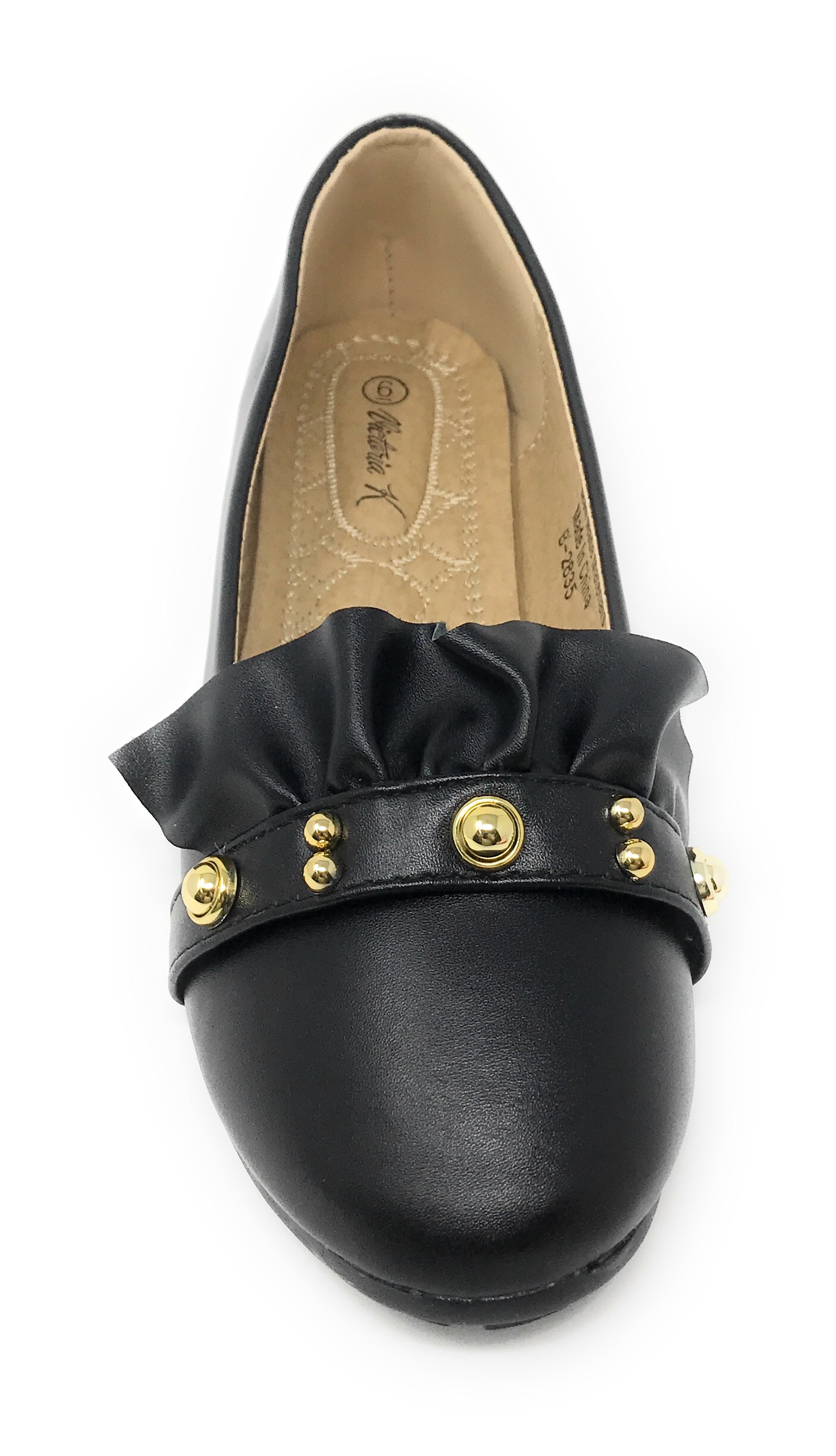Victoria K Women's Ruffle With Gold studs Ballerina Flats