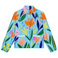 thumbnail image 4 of Jackets for Women Winter Coat Jackets Flannel Stand Collar Jacket(Bright Floral Blue Background Art,Size:S-4XL), 4 of 7